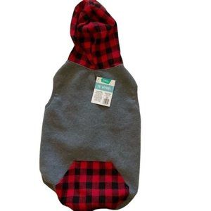 Frisco pet apparel Gray body with red and black plaid hoodie and pocket XL NWT